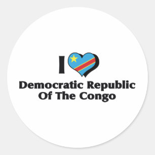 Sticker Rond J'aime le drapeau de la République démocratique du