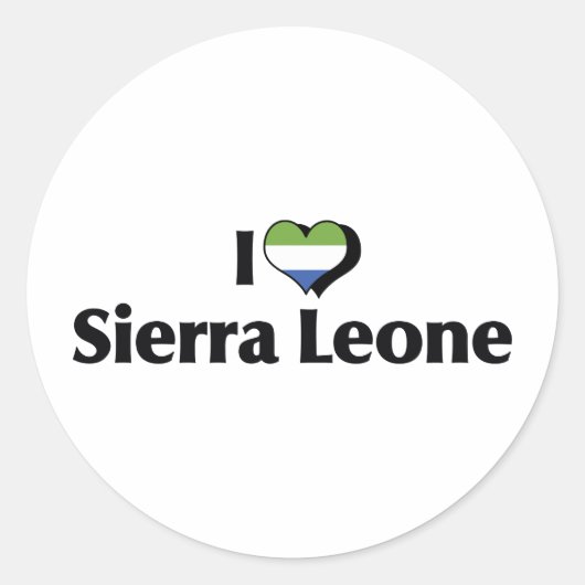 Sticker Rond J'aime le drapeau de la Sierra Leone (Devant)