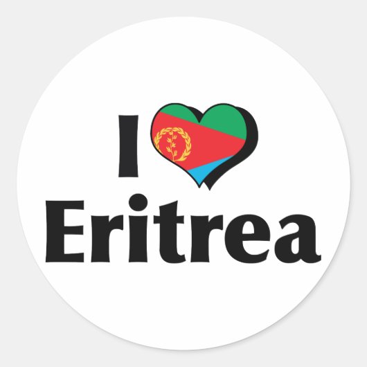 Sticker Rond J'aime le drapeau de l'Érythrée (Devant)