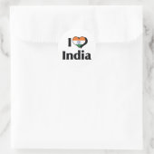 Sticker Rond J'aime le drapeau de l'Inde (Sac)