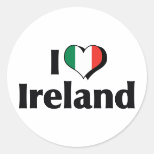 Sticker Rond J'aime le drapeau de l'Irlande
