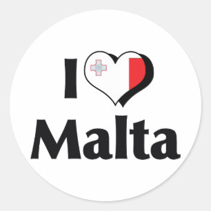 Sticker Rond J'aime le drapeau de Malte