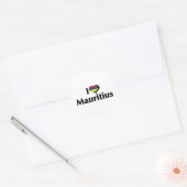Sticker Rond J'aime le drapeau de Maurice (Enveloppe)