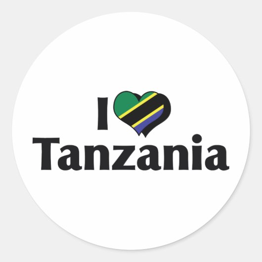 Sticker Rond J'aime le drapeau de Tanzanie (Devant)