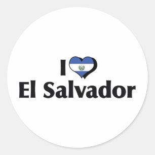 Sticker Rond J'aime le drapeau d'El Salvador