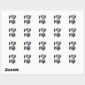Sticker Rond J'aime le drapeau des Fidji (Feuille)