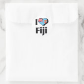 Sticker Rond J'aime le drapeau des Fidji (Sac)