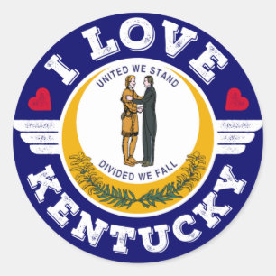 Sticker Rond J'Aime Le Drapeau D'Etat Du Kentucky Unis Nous Som