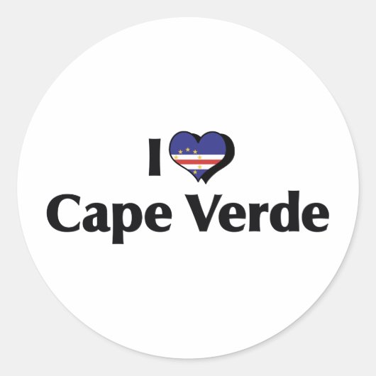 Sticker Rond J'aime le drapeau du Cap-Vert (Devant)