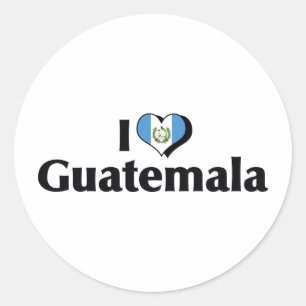 Sticker Rond J'aime le drapeau du Guatemala