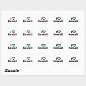 Sticker Rond J'aime le drapeau du Koweït (Feuille)