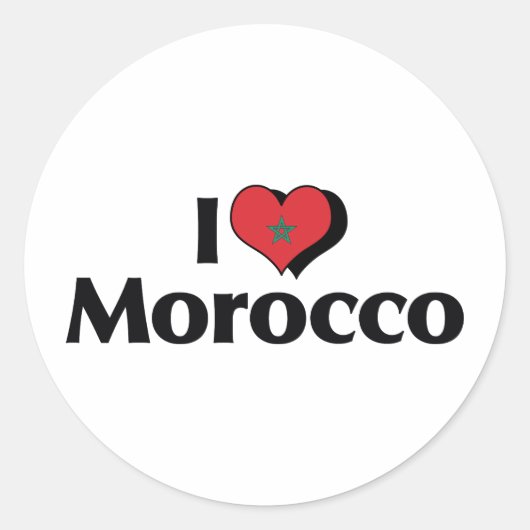 Sticker Rond J'aime le drapeau du Maroc (Devant)