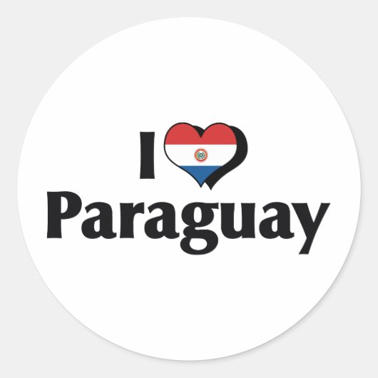 Sticker Rond J'aime le drapeau du Paraguay (Devant)