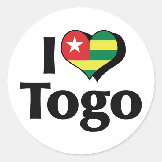 Sticker Rond J'aime le drapeau du Togo (Devant)
