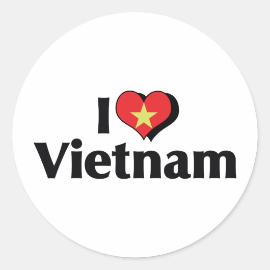 Sticker Rond J'aime le drapeau du Vietnam (Devant)