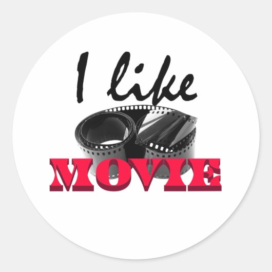 Sticker Rond J'aime le film (Devant)
