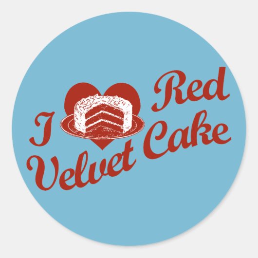 Sticker Rond J'Aime Le Gâteau De Velours Rouge (Devant)