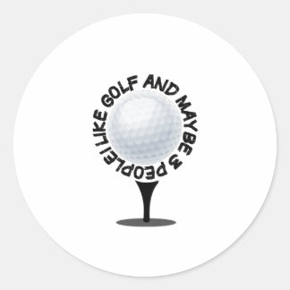 Sticker Rond J'aime le golf et peut-être 3 personnes, drôle cad