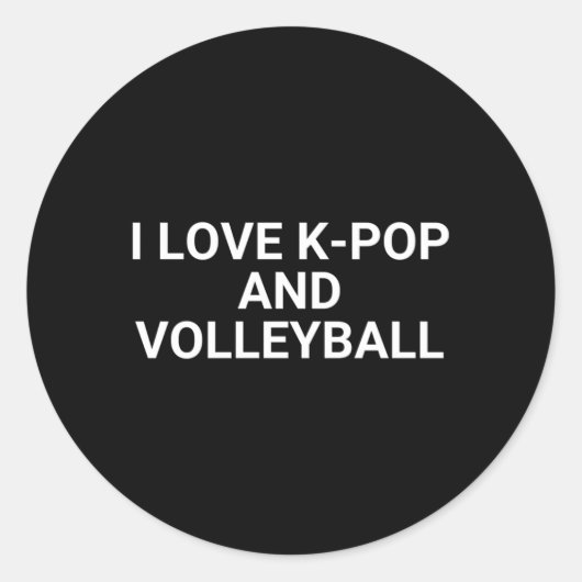 Sticker Rond J'Aime Le K-Pop Et Le Volley-ball (Devant)