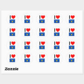 Sticker Rond j'aime le kosovo (Feuille)