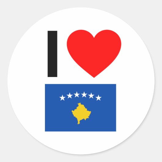 Sticker Rond j'aime le kosovo (Devant)
