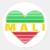Sticker Rond J'aime le Mali, coeur malien (Devant)
