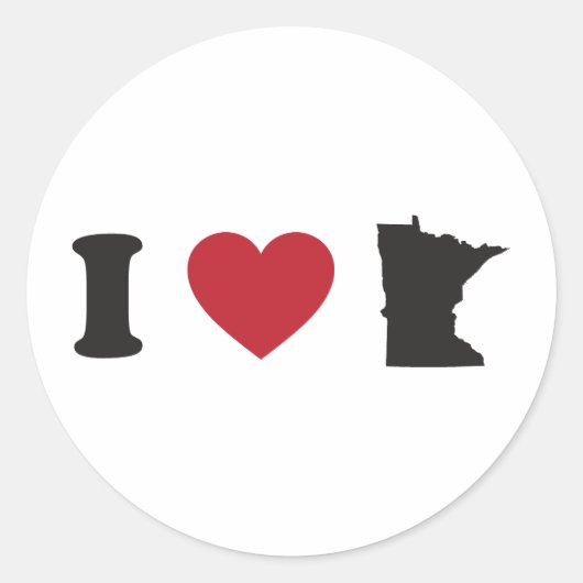Sticker Rond J'aime le Minnesota (Devant)