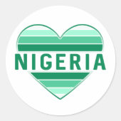 Sticker Rond J'aime le Nigeria, le coeur nigérian (Devant)
