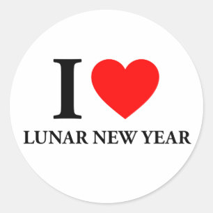 Sticker Rond J'Aime Le Nouvel An Lunaire