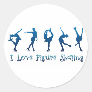 Sticker Rond J'aime le patinage artistique - bleu