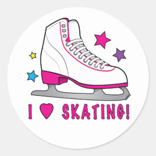 Sticker Rond J'Aime Le Patinage Sur Glace !