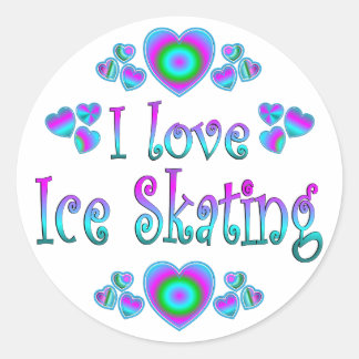 Sticker Rond J'Aime Le Patinage Sur Glace
