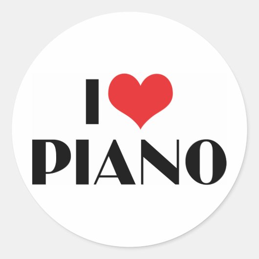 Sticker Rond J'aime le piano (Devant)