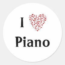 J'aime le piano cœur rouge de notes de musique