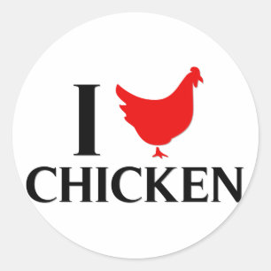Sticker Rond J'aime le poulet