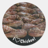 Sticker Rond J'aime le poulet (Devant)