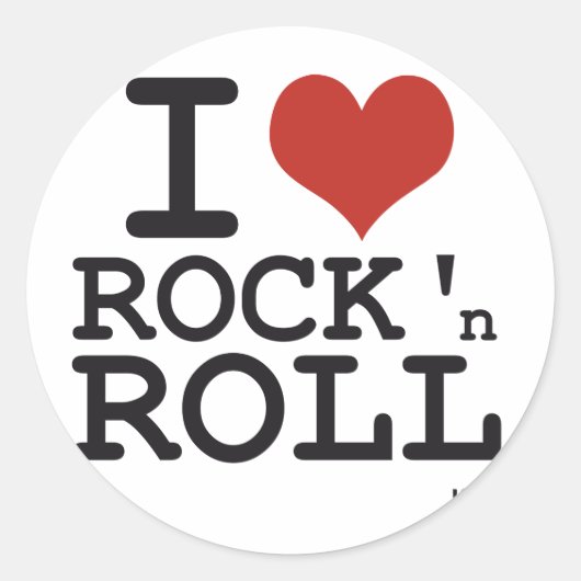 Sticker Rond J'aime le rock et le roll (Devant)