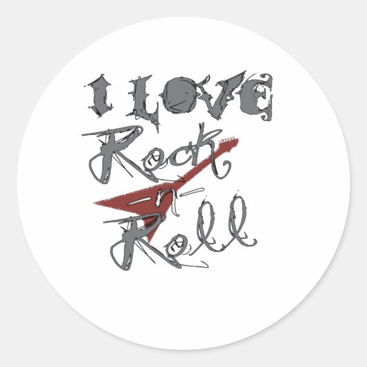 Sticker Rond J'aime le rock et le roll (Devant)