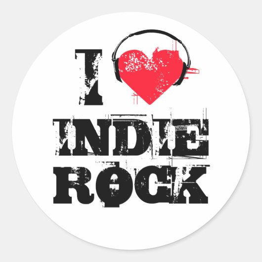 Sticker Rond J'aime le rock indie (Devant)