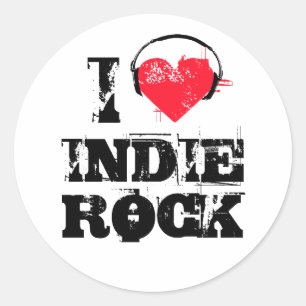 Sticker Rond J'aime le rock indie