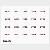 Sticker Rond J'aime le Royaume-Uni (Feuille)