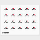 Sticker Rond J'aime le rugby (Feuille)