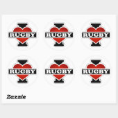 Sticker Rond J'Aime Le Rugby (Feuille)