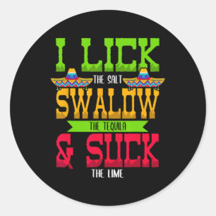 Sticker Rond J'Aime Le Sel Avaler La Tequila Cinco De Mayo