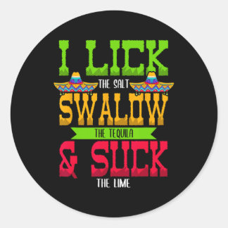 Sticker Rond J'Aime Le Sel Avaler La Tequila Cinco De Mayo