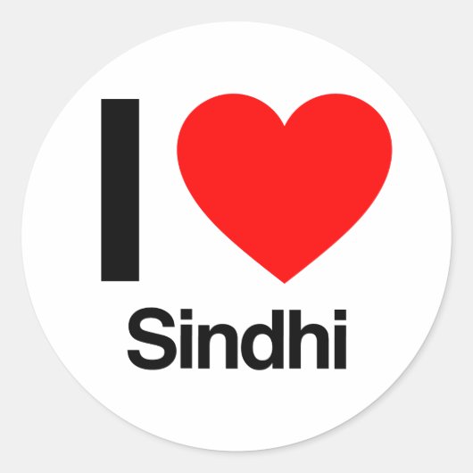 Sticker Rond j'aime le sindhi (Devant)