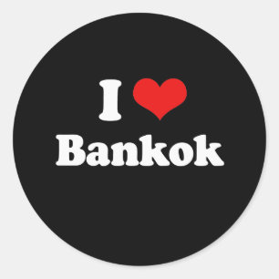 Sticker Rond J'aime le T-shirt de blanc de T-shirt de Bangkok