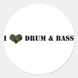 Sticker Rond J'aime le tambour et la basse