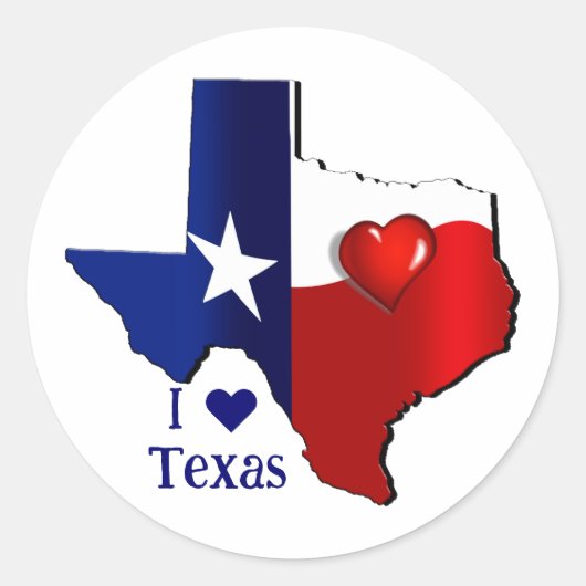 Sticker Rond J'aime le Texas (Devant)