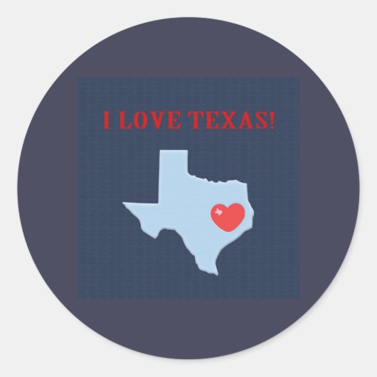 Sticker Rond J'aime le Texas (Devant)